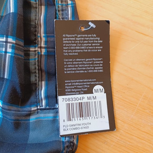 🎀 3/$30 NWT! Ripzone Youth M Swim Trunks  Black/Grey/ Blue Combo ( 3652) - Picture 2 of 11